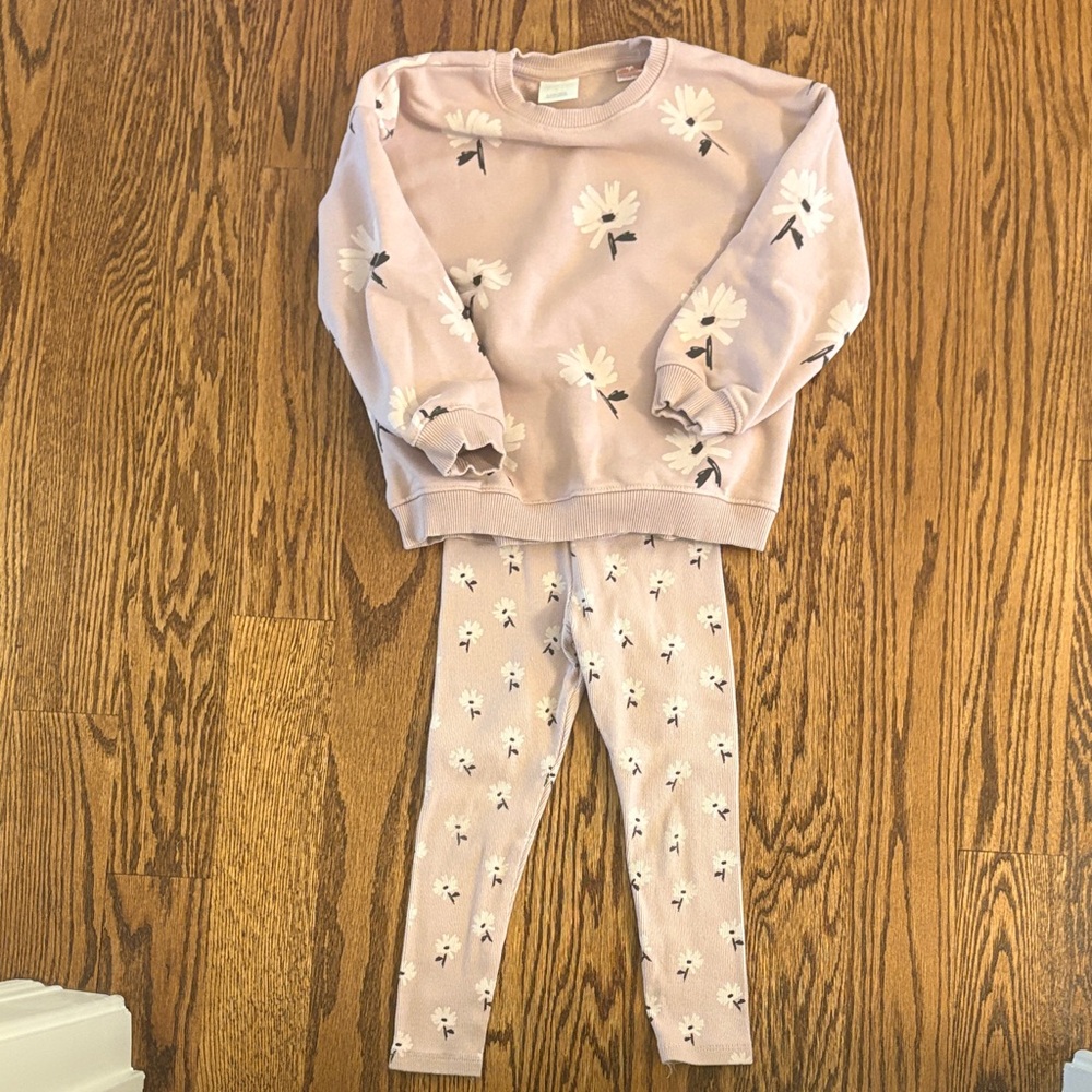 Zara Lilac Floral Kids Matching Set - White Daisy Print